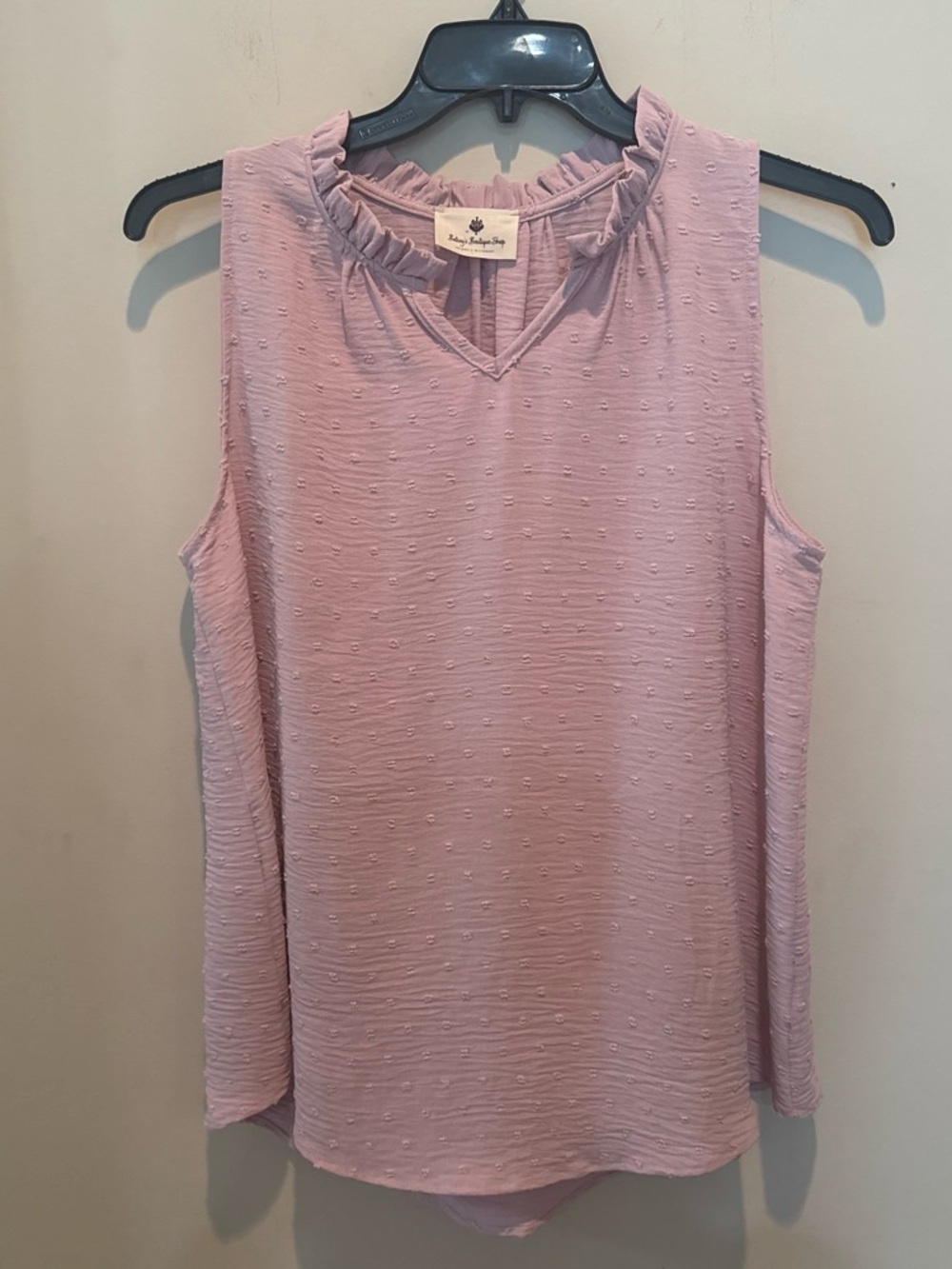 Source Unknown Light Pink Ruffle-Neck Sleeveless Blouse